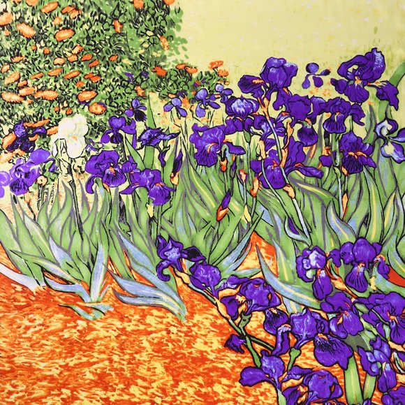 Grace Scarves 100% Silk Scarf, Artists Collection, Van Gogh, Irises in the Garde - Picture 3 of 6